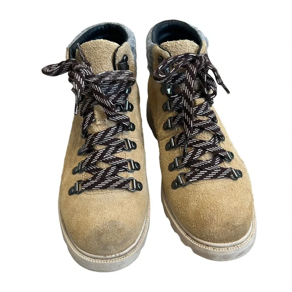 Sorel‎ Ainsley Conquest Hiking Boot Size 7 Oatmeal Tan Suede Leather Waterproof